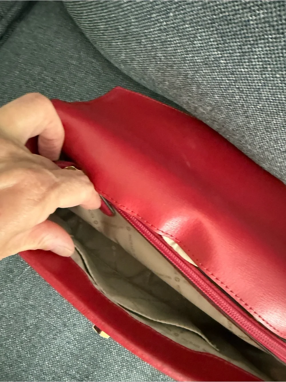 Michael Kors Red and Cream Graffiti Love Satchel